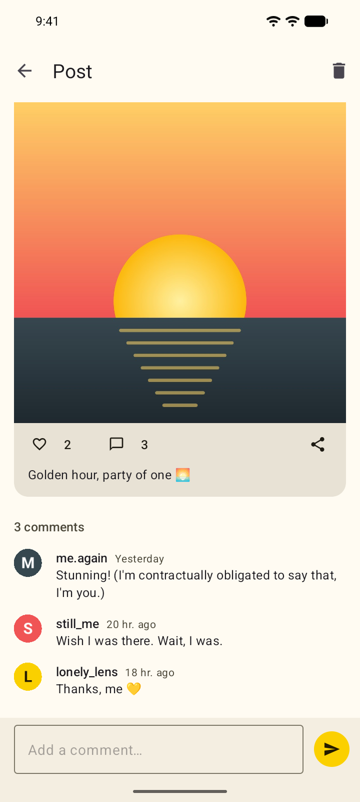 A post with its comments
